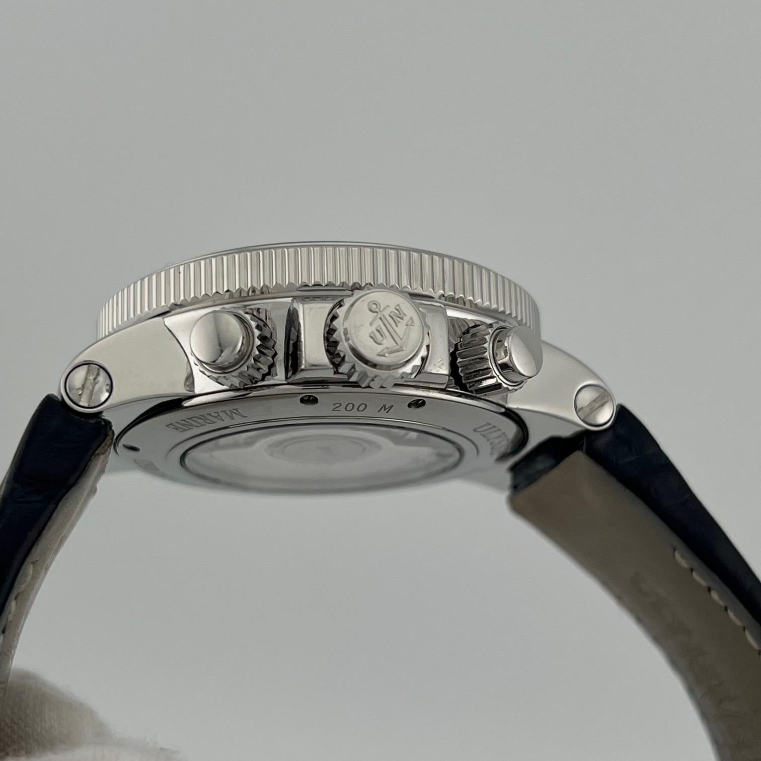 Ulysse Nardin Maxi Marine Chronograph 353-66-3/323 41mm Quadrante Blu Steele in vendita 4