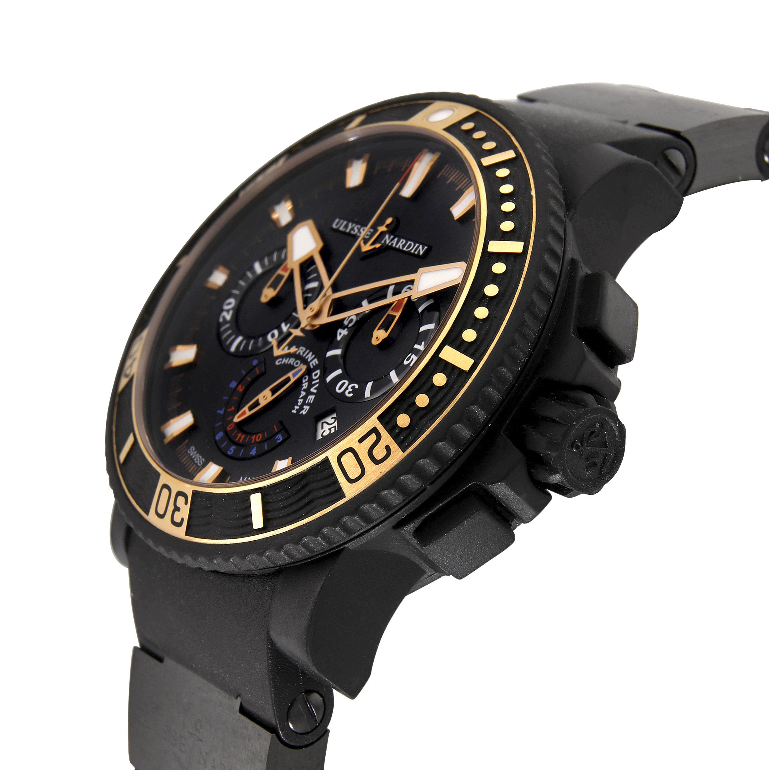 Ulysse Nardin Maxi Marine Dive Black Sea 353-90-3C Men's Watch in  Stainless Ste In Excellent Condition In New York, NY