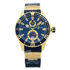 Used Ulysse Nardin Maxi Marine Diver 18K Rose Gold Blue Automatic Watch 266-10-3-93