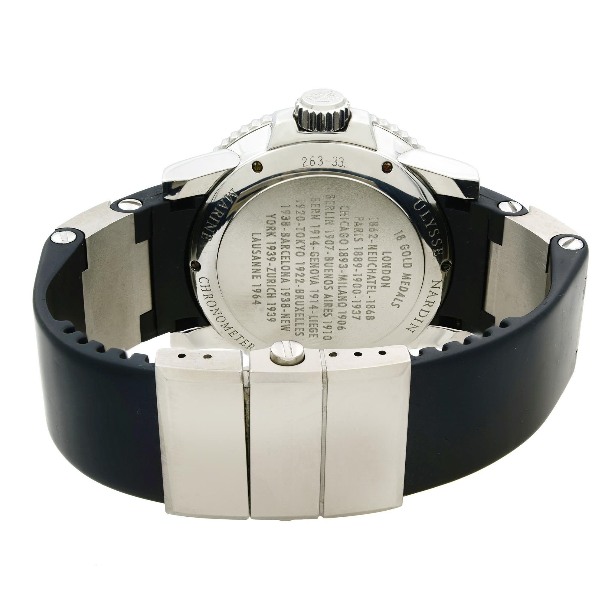 Ulysse Nardin Maxi Marine Diver Steel Black Dial Automatic Men Watch 263-33-3/92 1