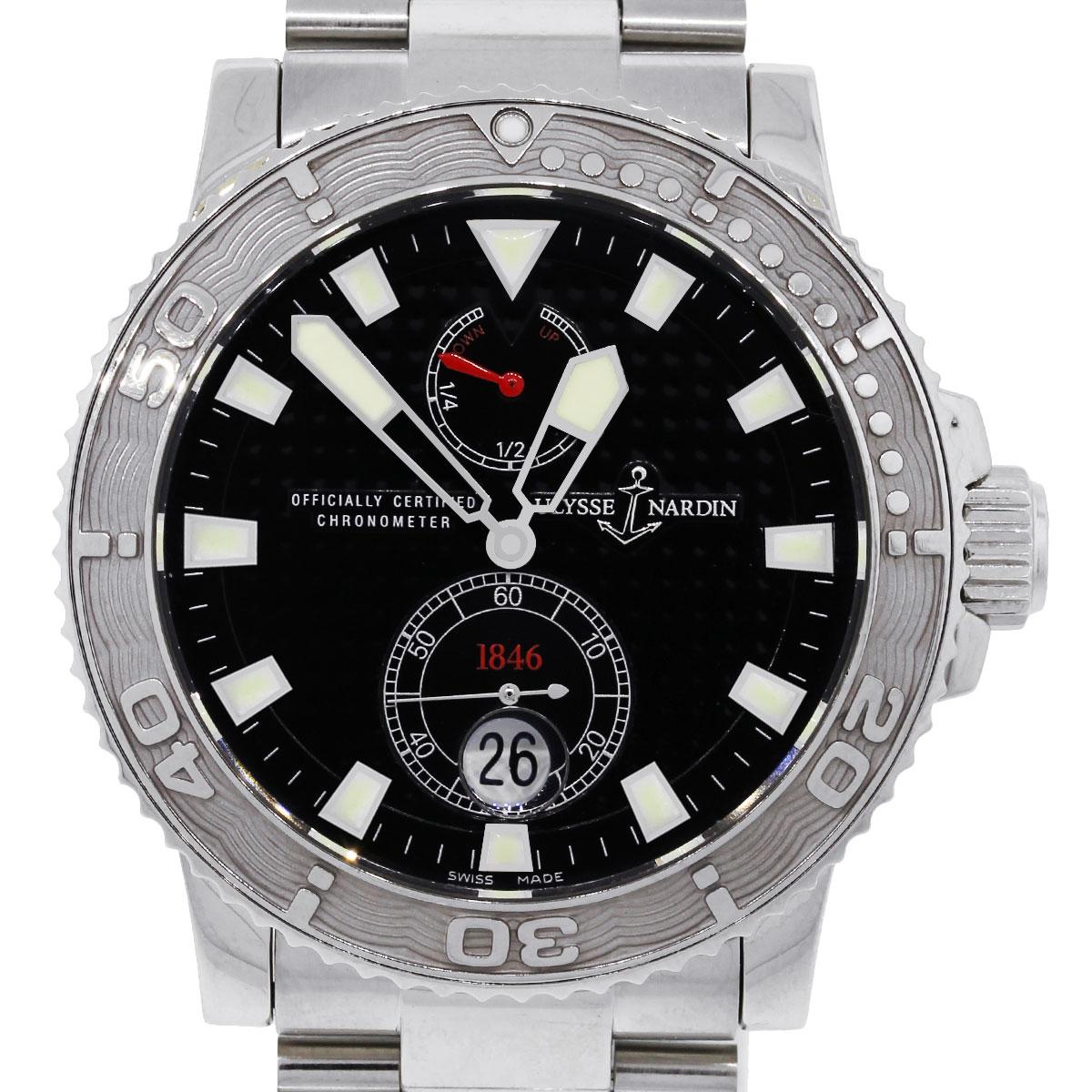 Ulysse Nardin Maxi Marine Stainless Steel Black Dial Chronometer Wrist Watch