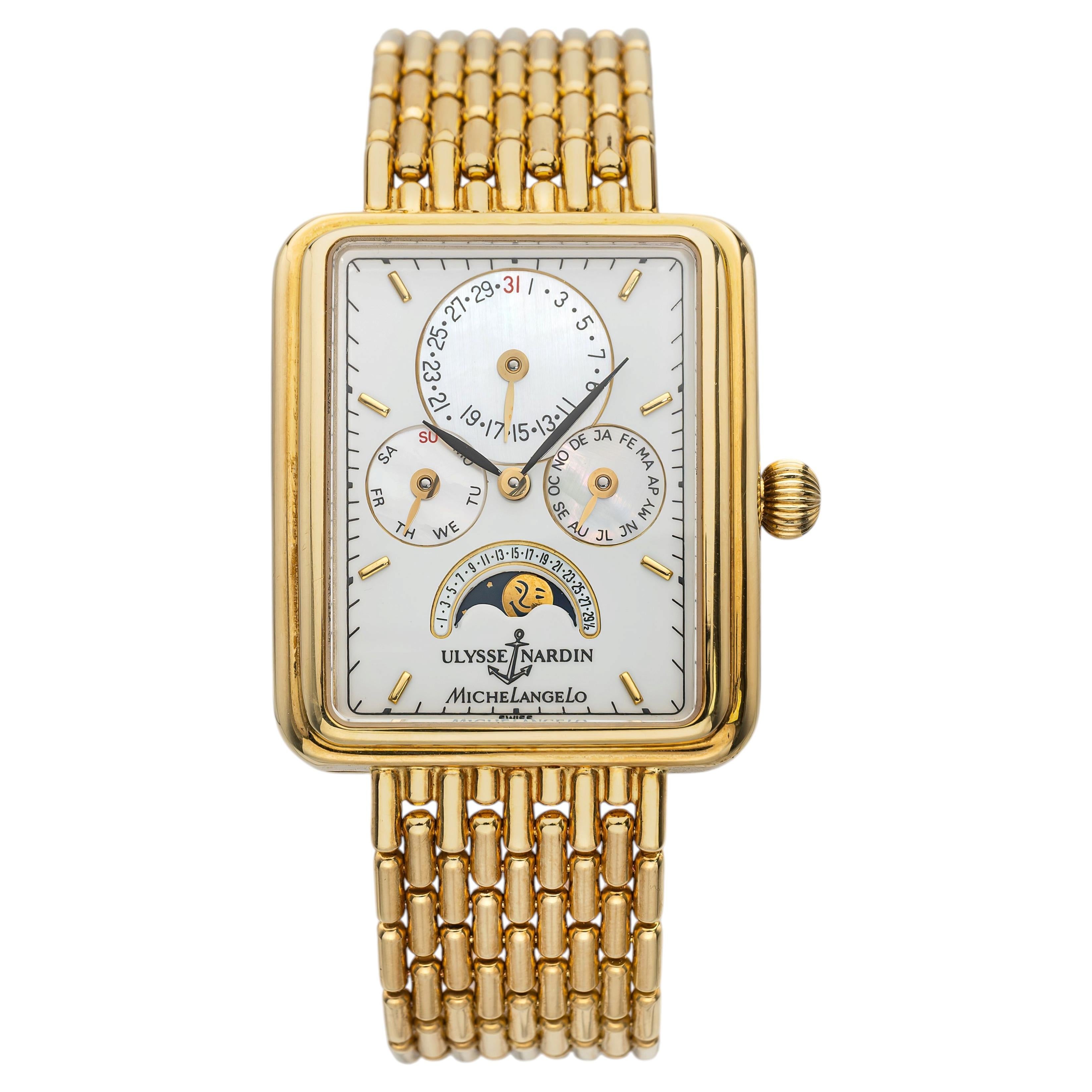 Pre-owned Ulysse Nardin Michelangelo 161-42 18k Yg Moonphase Automatic 33mm In Multi