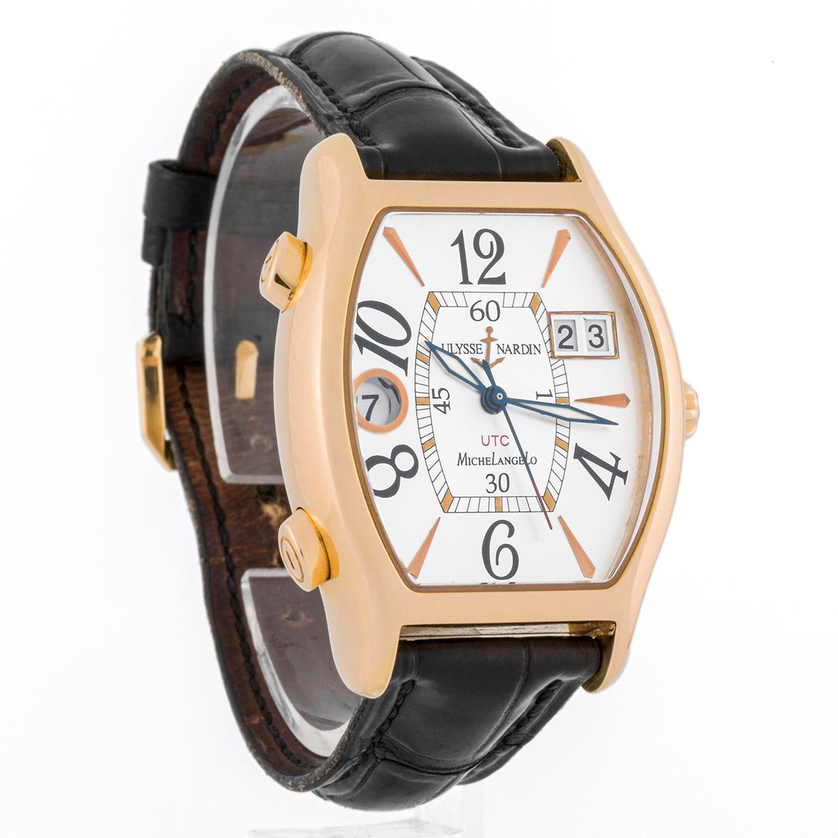 Modern Ulysse Nardin Michelangelo Utc Dual Time 18K mens watch For Sale