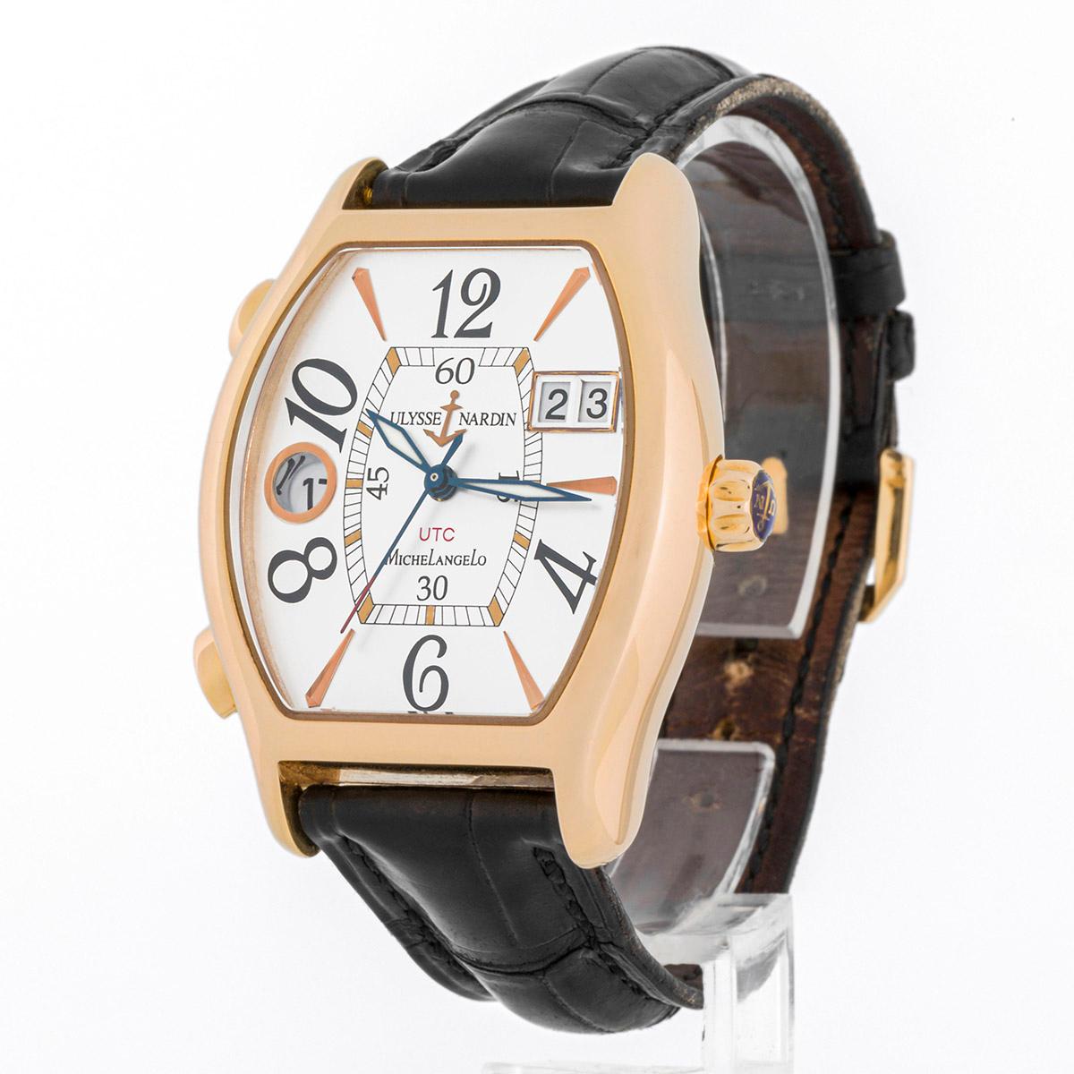 Ulysse Nardin Michelangelo Utc Dual Time 18K mens watch In Good Condition For Sale In MADRID, ES