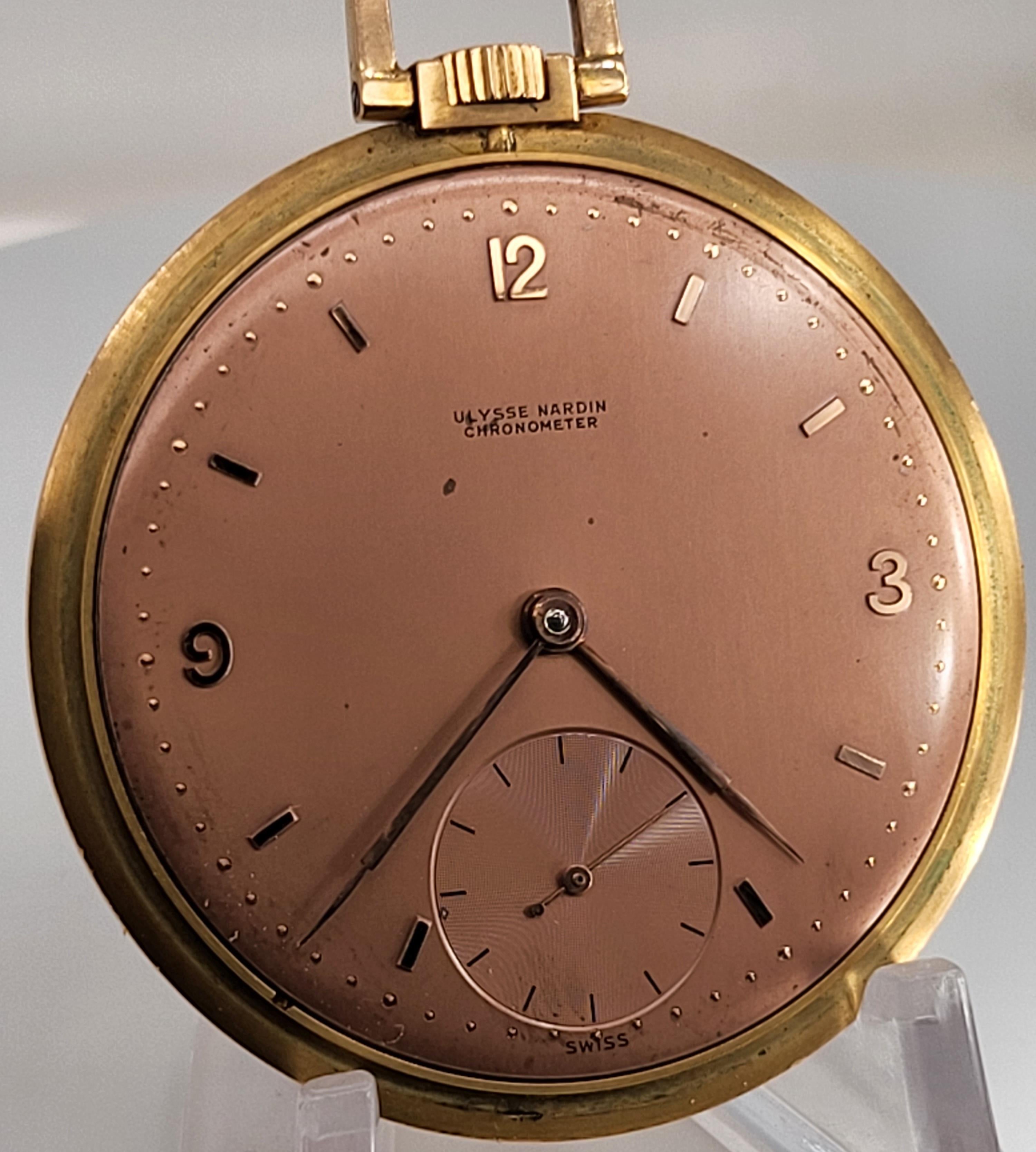 Ulysse Nardin Pocket Watch 18k Gold For Sale 4