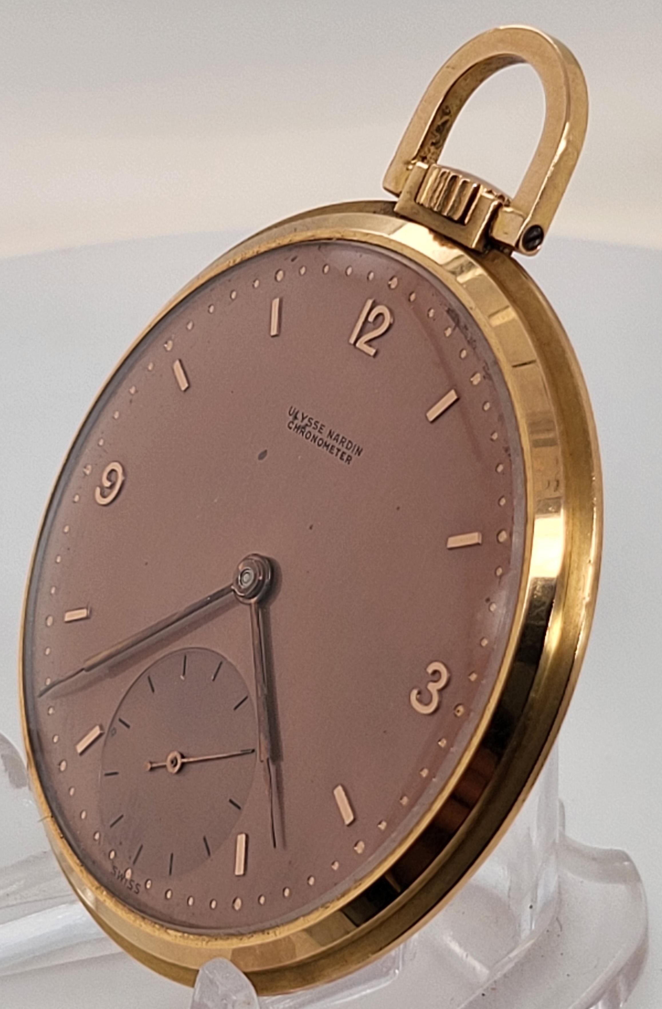 Ulysse Nardin Pocket Watch 18k Gold For Sale 8