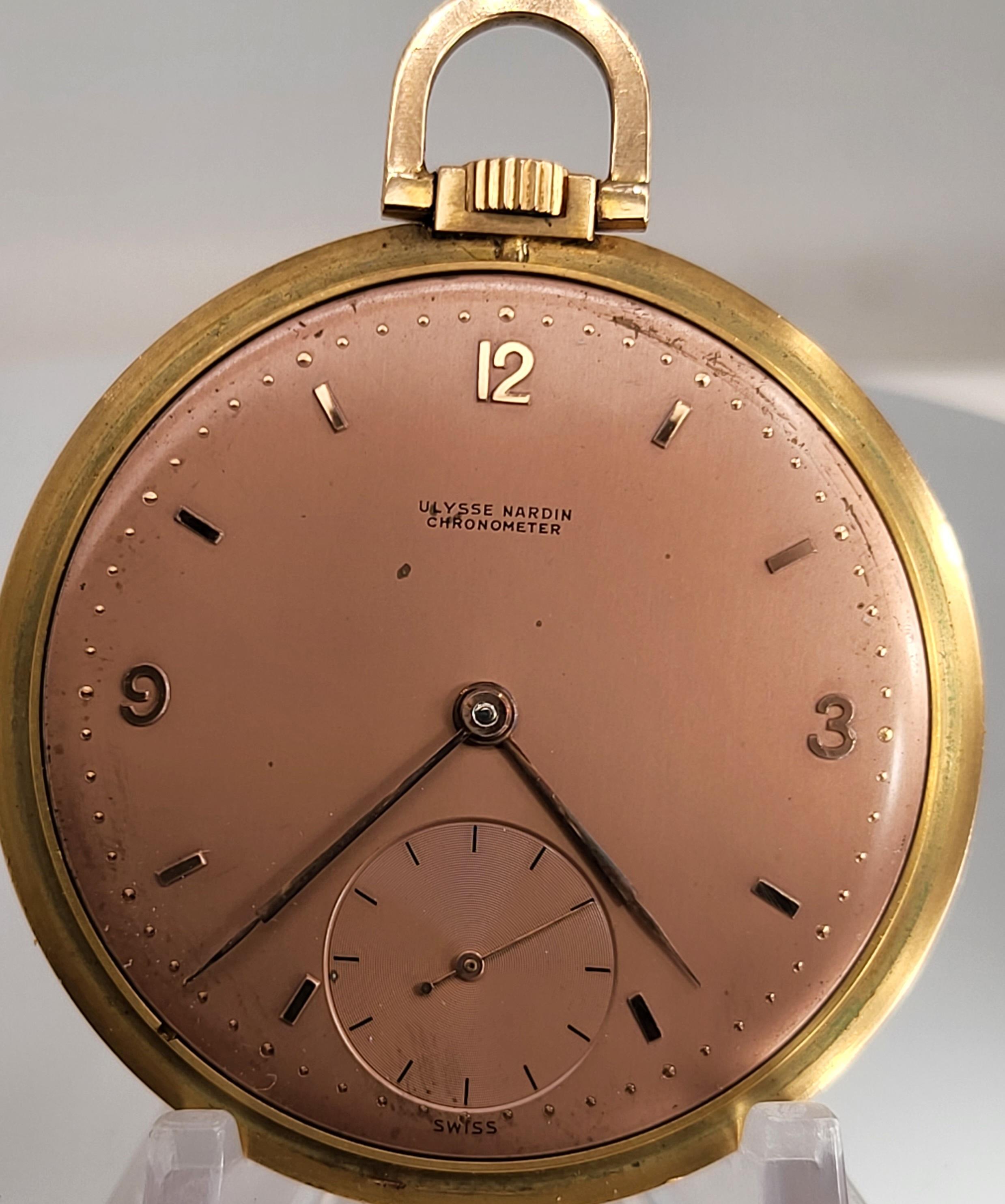 Ulysse Nardin Pocket Watch 18k Gold For Sale 9