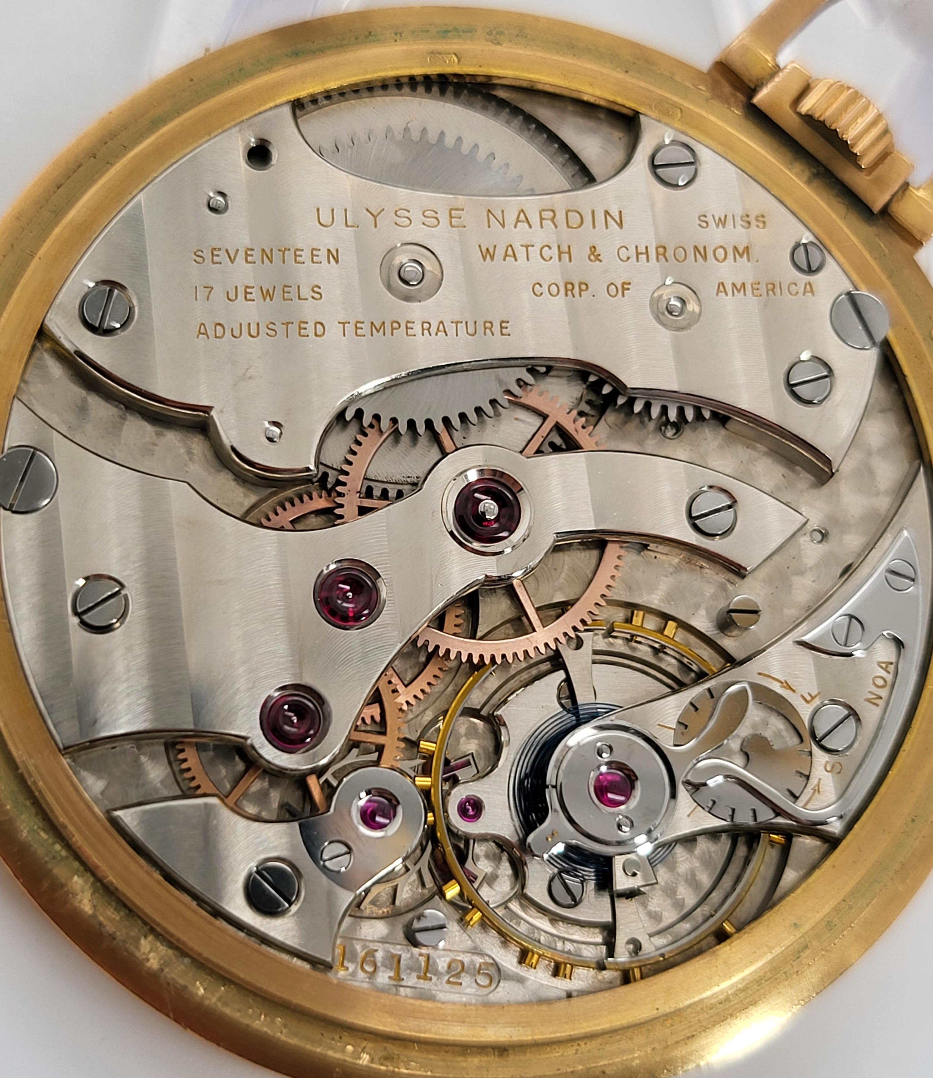 Artisan Ulysse Nardin Pocket Watch 18k Gold For Sale