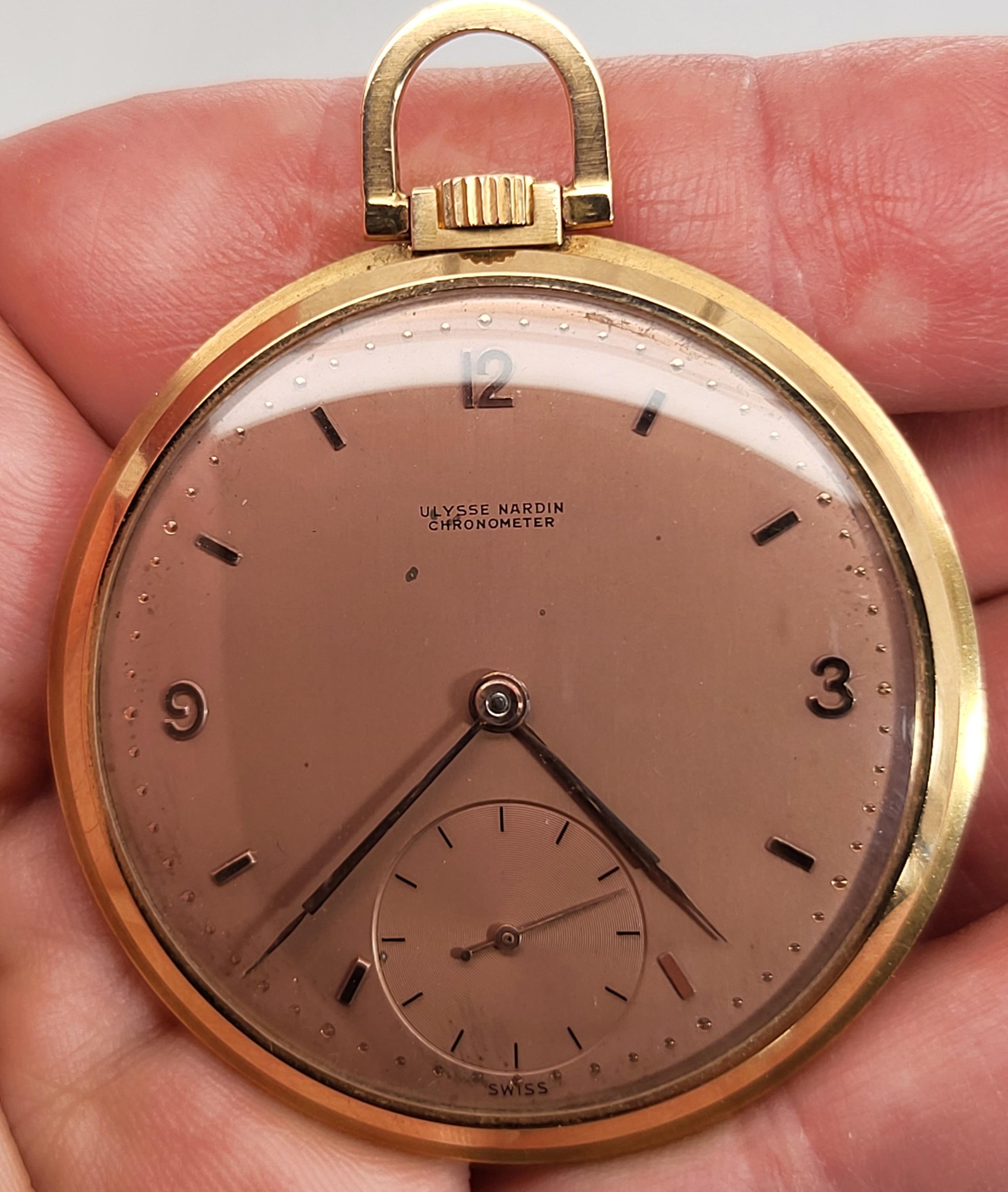 Ulysse Nardin Pocket Watch 18k Gold In Excellent Condition For Sale In Antwerp, BE