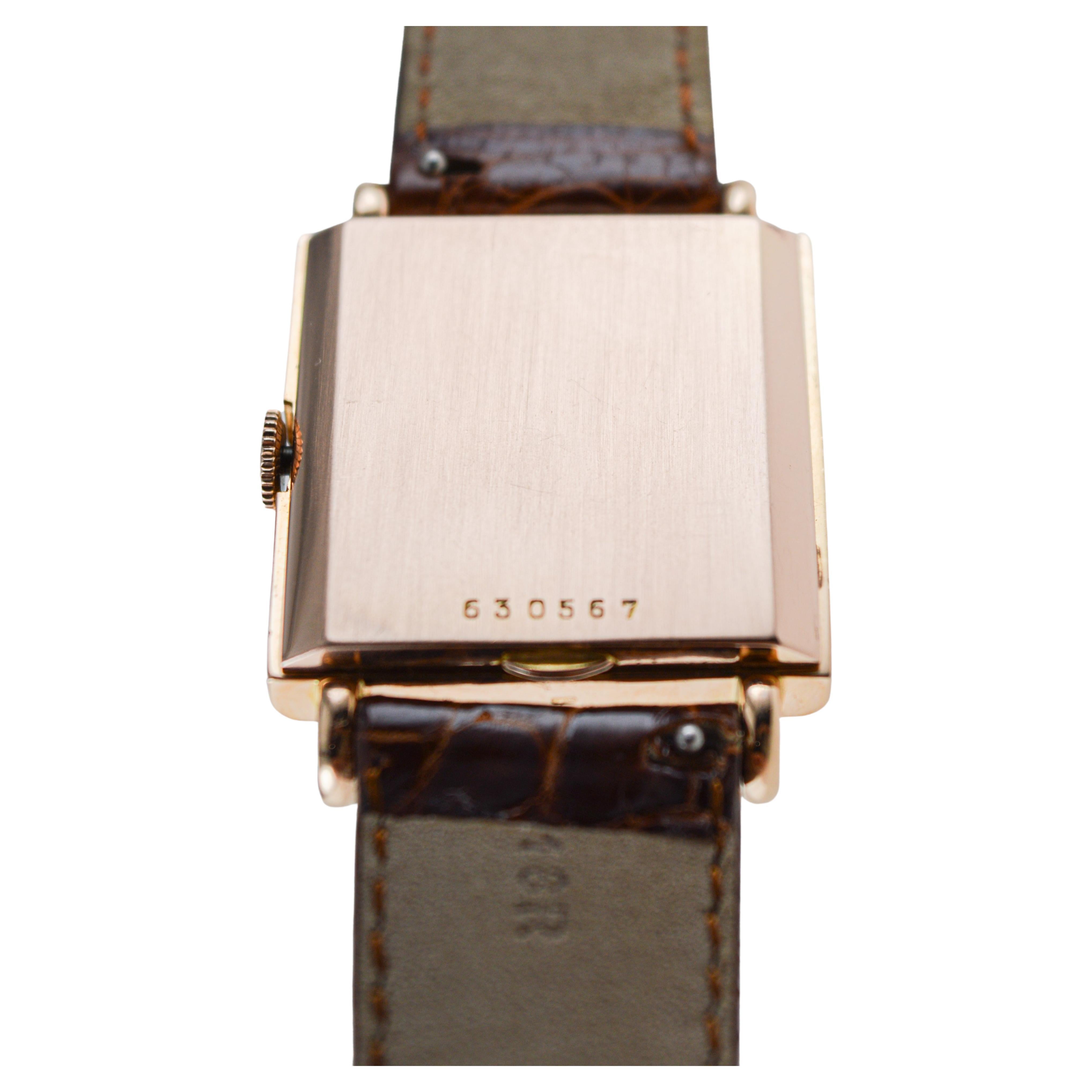 Ulysse Nardin Rose Gold Art Deco Original Crystal and Crown Manual Watch For Sale 11