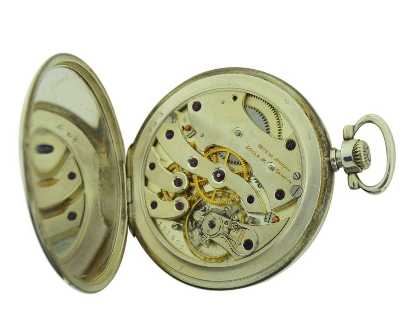 Ulysse Nardin Silver and Niello Art Deco Pocket Watch with Original Dial 3