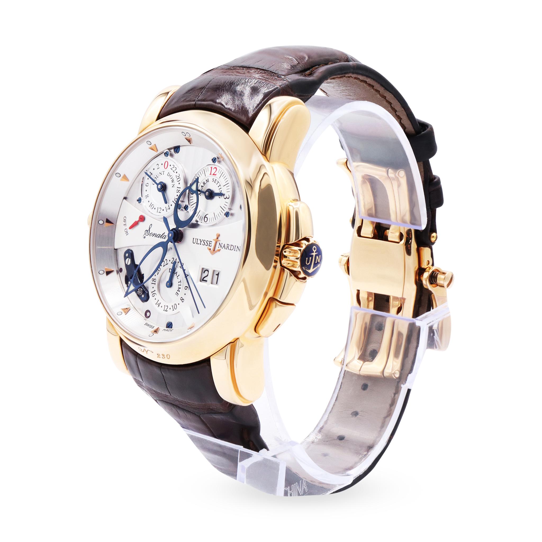Ulysse Nardin Sonata Cathedral Dual time 42 mm 18k Yellow Gold Men's watch
For more details leave us a message

Model                  
Sonata
Reference Number
676-88
Gender
Men's
Metal
18K YG
Case Size
42 mm
Wrist Size
This watch will currently fit