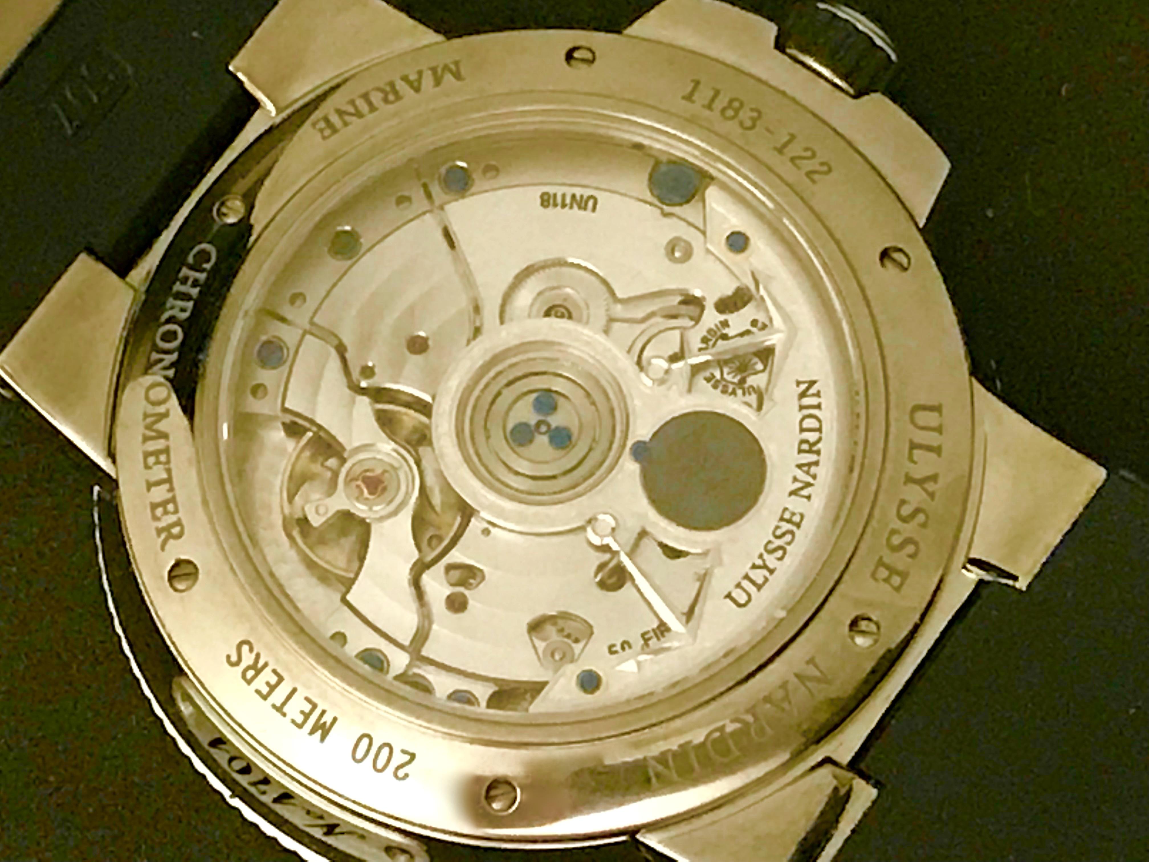 Ulysse Nardin Stainless Steel Marine Chronometer Power Reserve Wristwatch 1