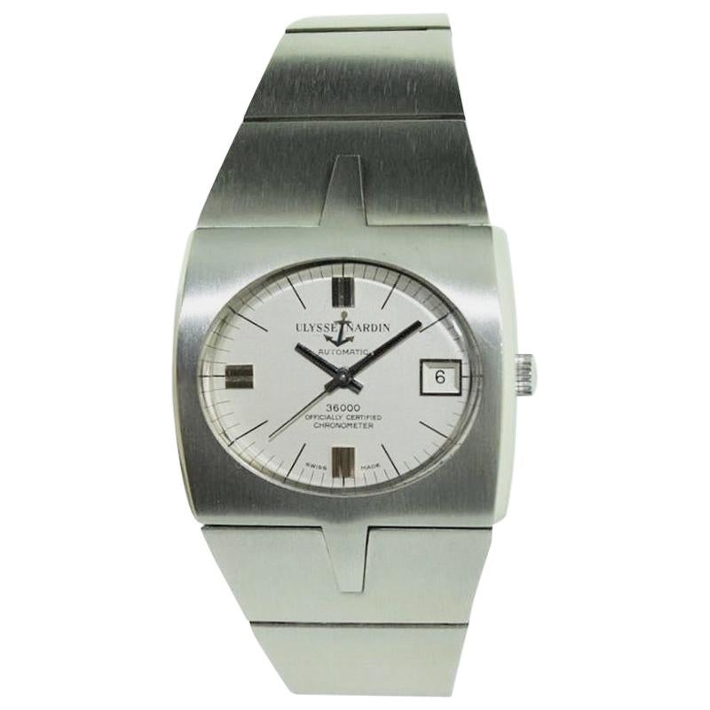 Ulysse Nardin Stainless Steel Sports Automatic Watch, circa 1970s For Sale