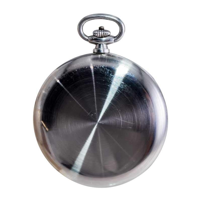 Ulysse Nardin Steel Chronograph with Flawless Original Kiln Fired Enamel Dial For Sale 5
