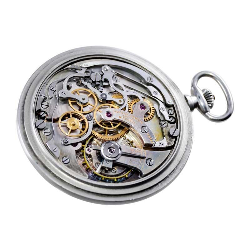 Ulysse Nardin Montre chronographe en acier avec cadran original en émail cuite au four sans défaut en vente 12