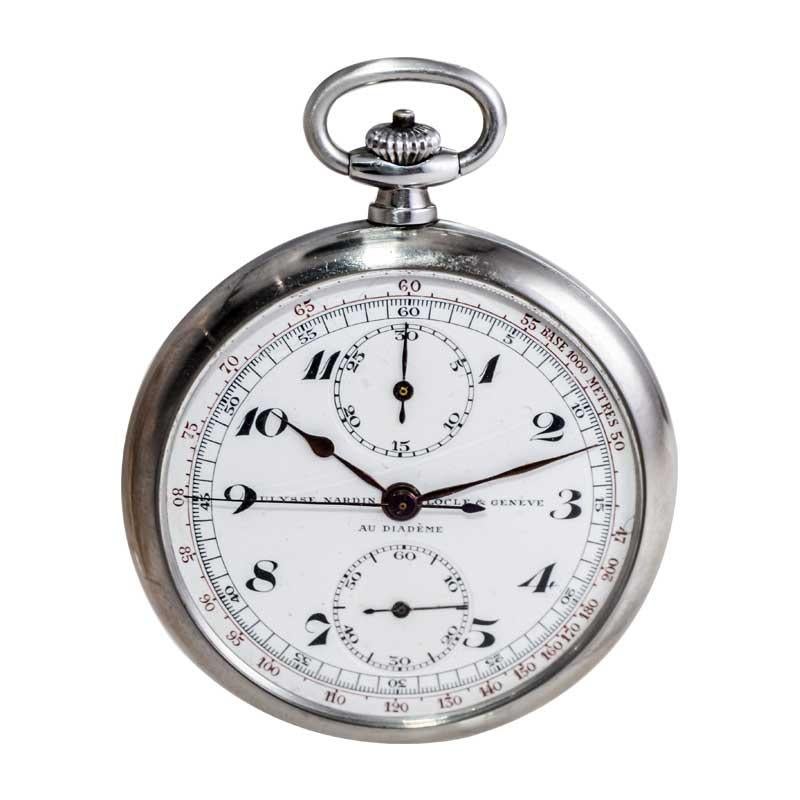 Ulysse Nardin Montre chronographe en acier avec cadran original en émail cuite au four sans défaut en vente 2