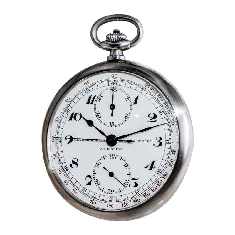 Ulysse Nardin Montre chronographe en acier avec cadran original en émail cuite au four sans défaut en vente 3