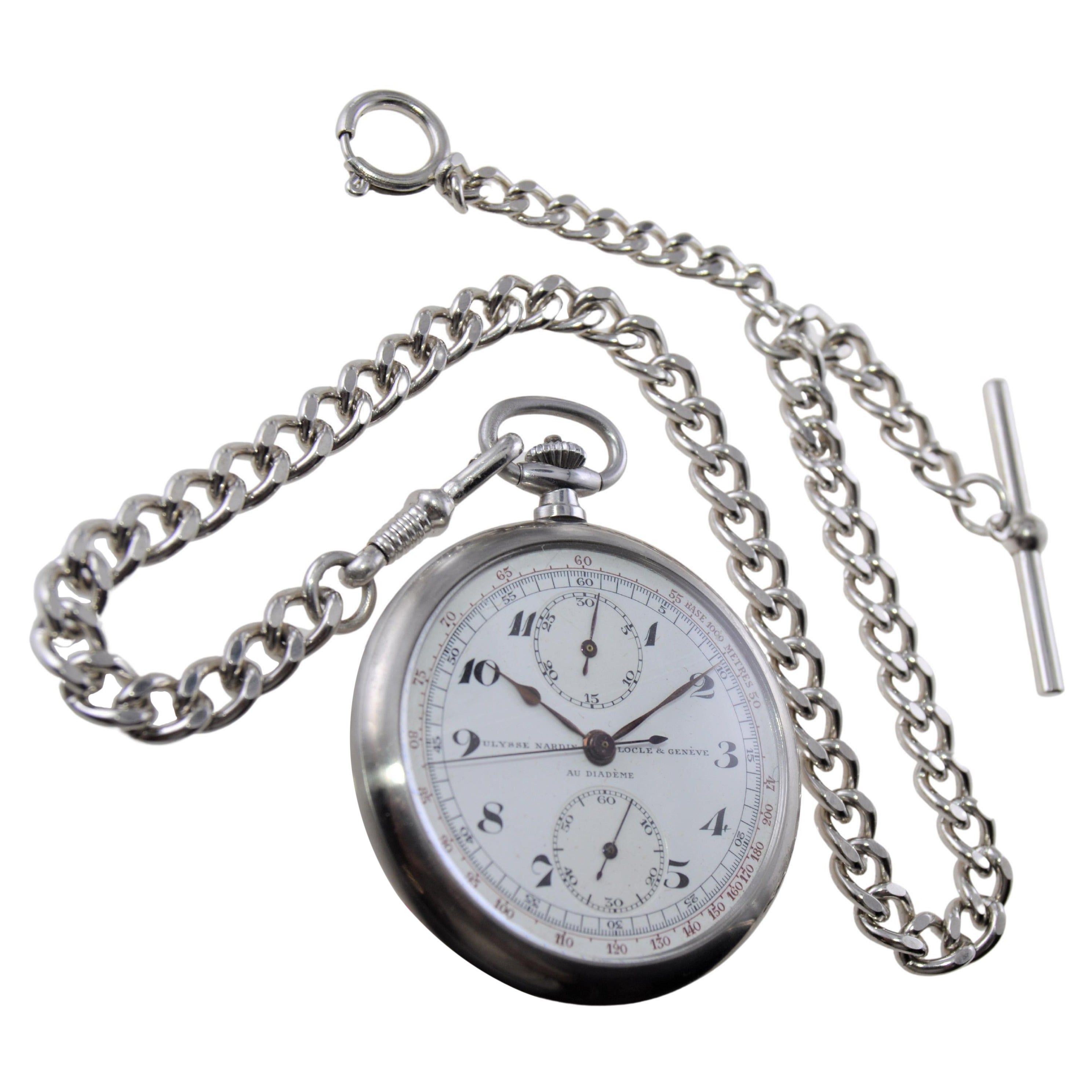 Cronografo Ulysse Nardin in acciaio con quadrante originale e impeccabile in smalto cotto a forno in vendita