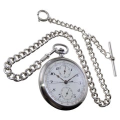 Ulysse Nardin Steel Chronograph with Flawless Original Kiln Fired Enamel Dial