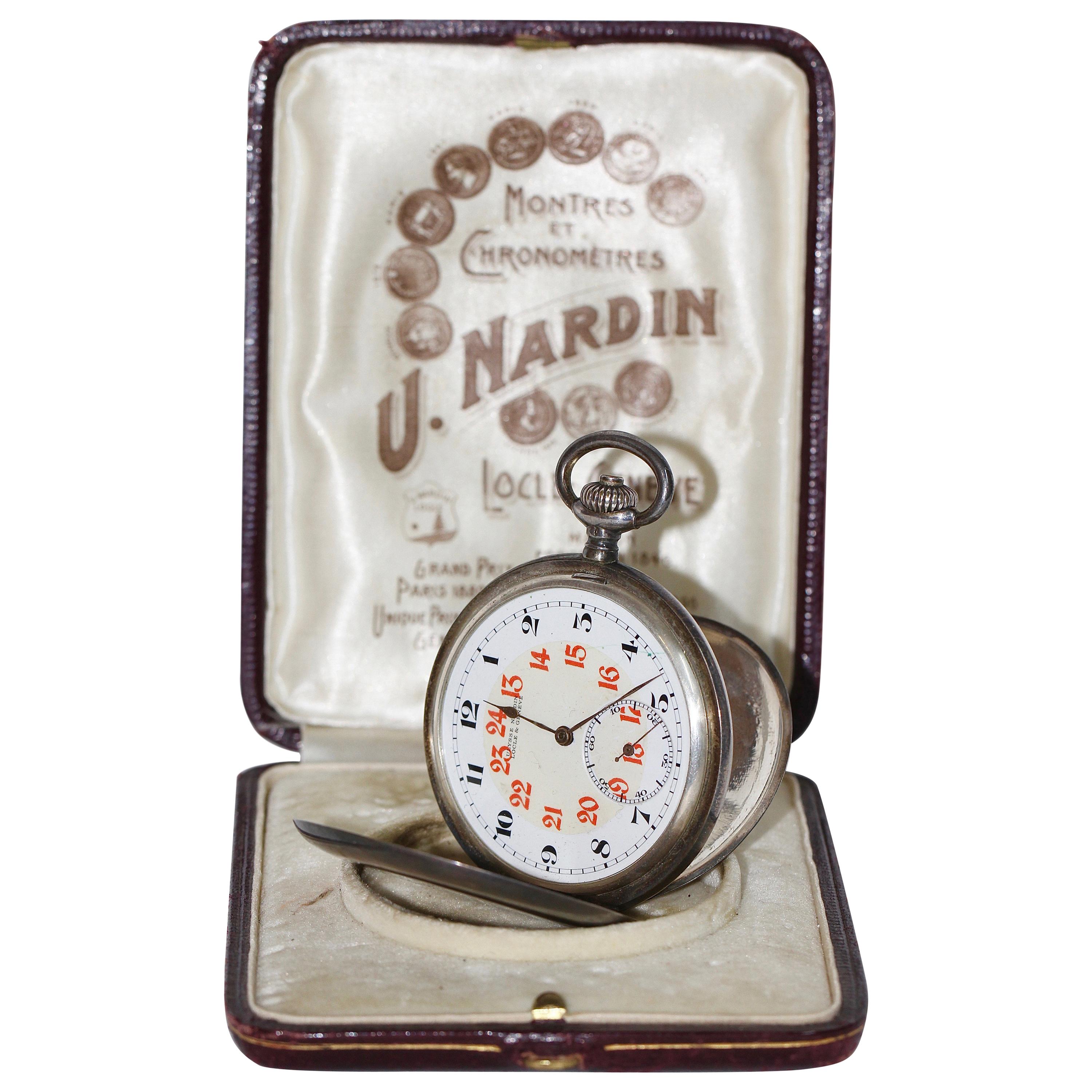 Ulysse Nardin Swiss Made Hunter Pocket Watch 900 '84' Silver with Original Case