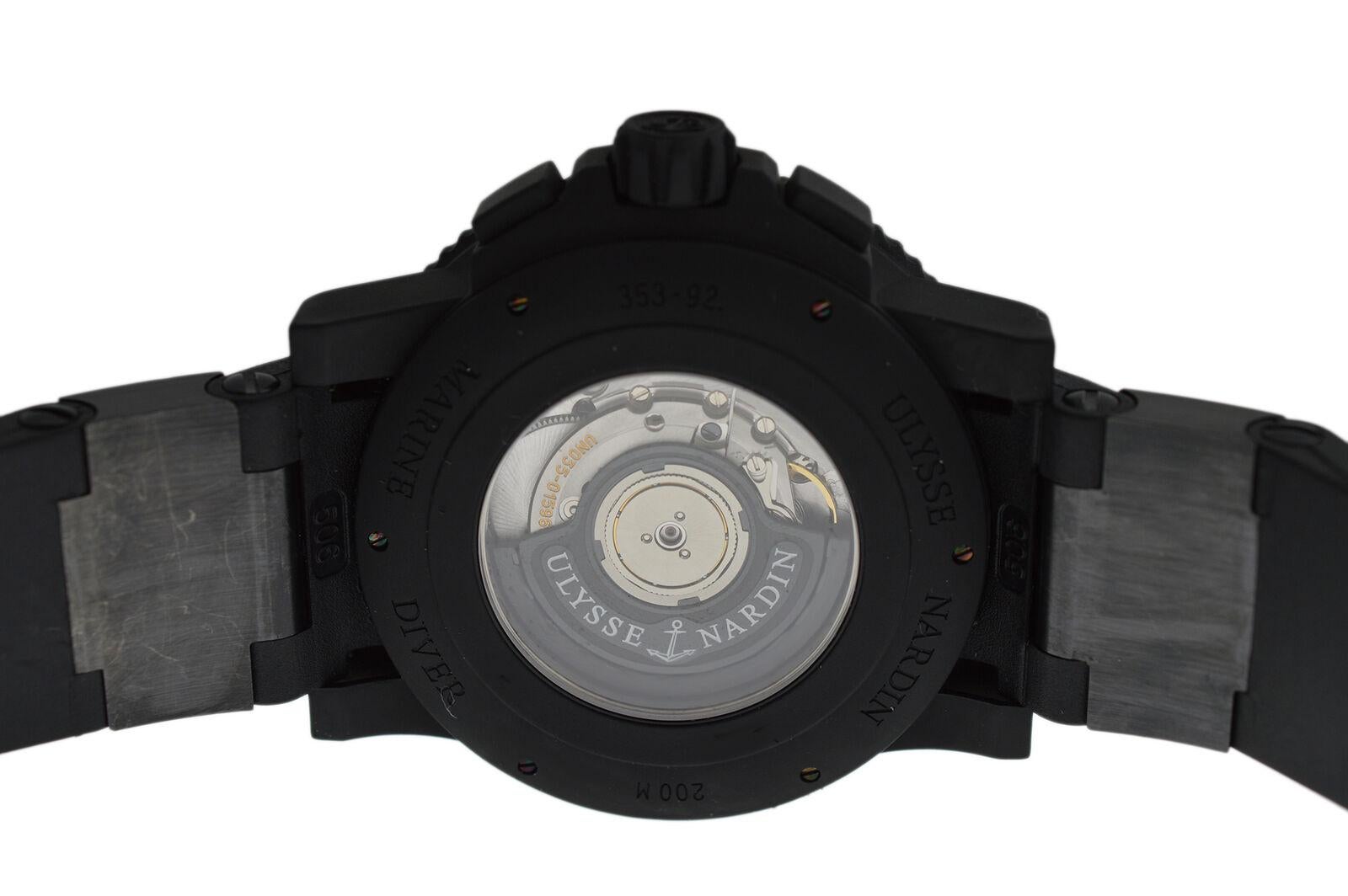Men's Ulysse Nardin Maxi Marine Diver Black Sea 353-92/3C Chrono Automatic Watch For Sale