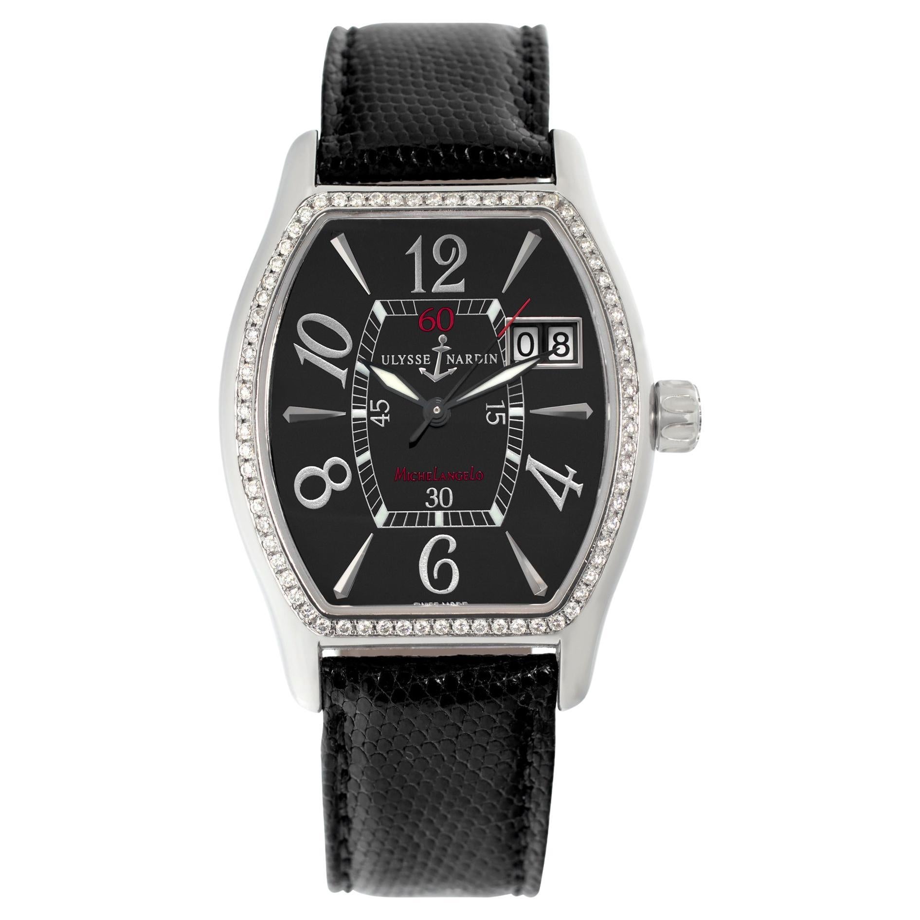 Ulysse NardMichelango 233-48 Stainless Steel w/ Black dial 35mm Automatic watch For Sale