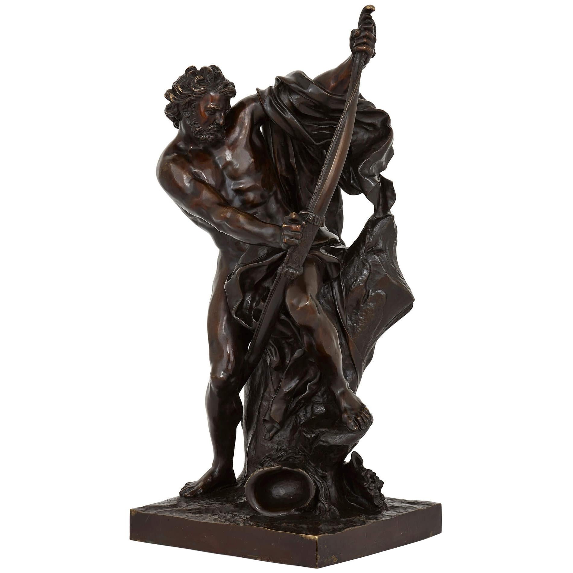'Ulysses Bending His Bow', 19th Century Bronze Sculpture