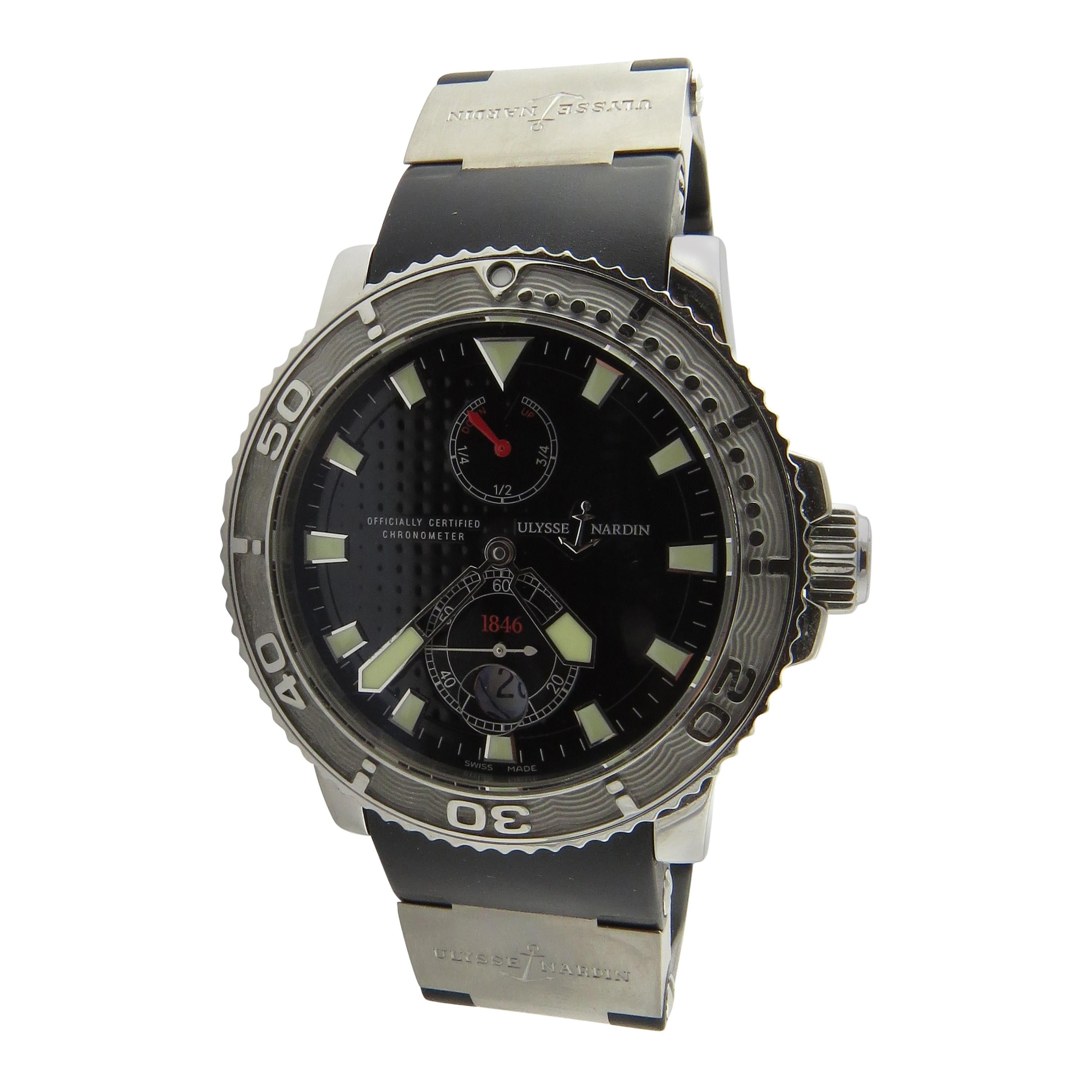 Ulysses Nardin Maxi Marine Diver Chrono 1846 Black Dial Strap 263-33-3/92 Watch