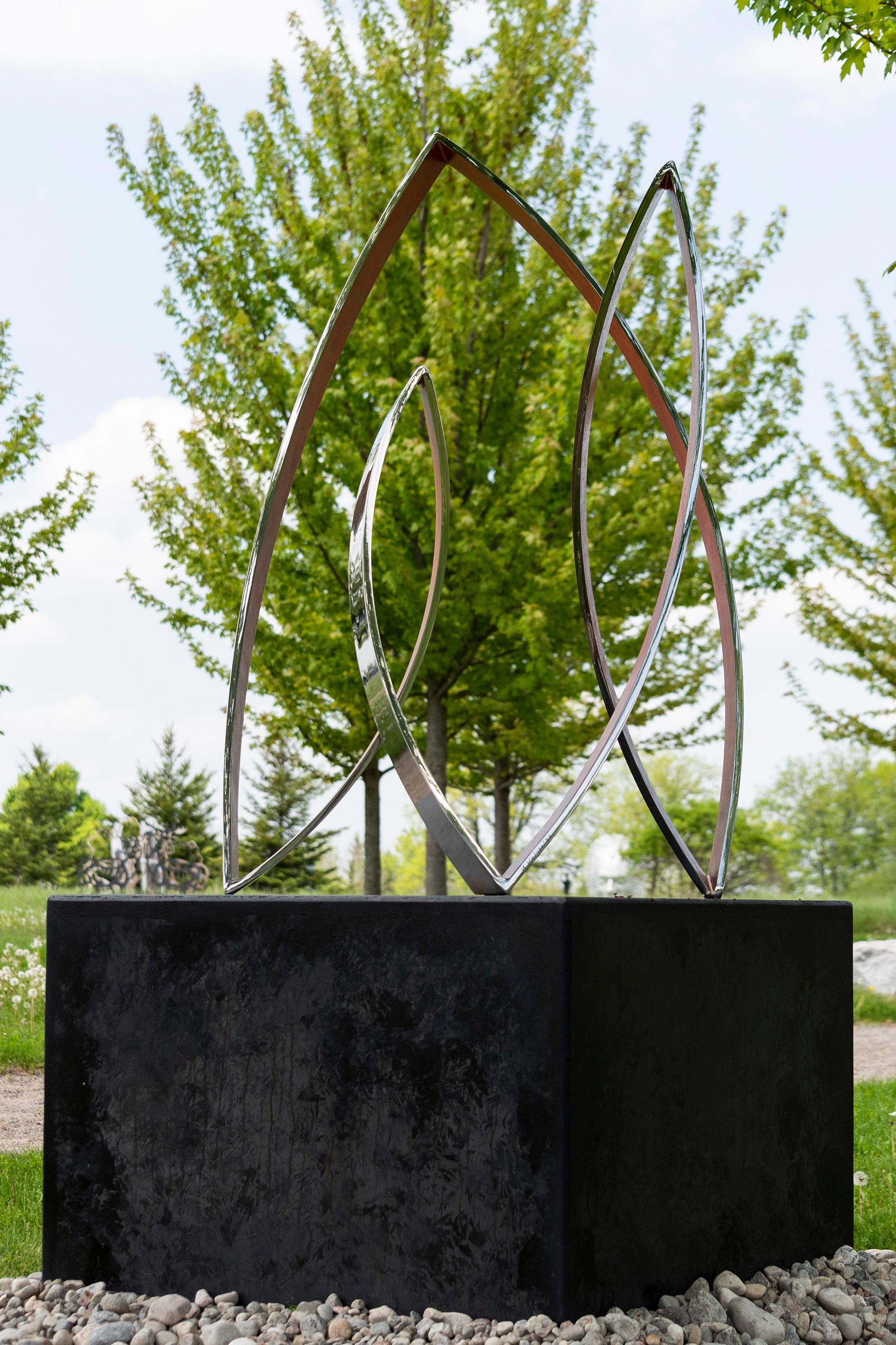 Bonfire AP/20 - abstract, polished, patinated stainless steel, outdoor sculpture For Sale 5