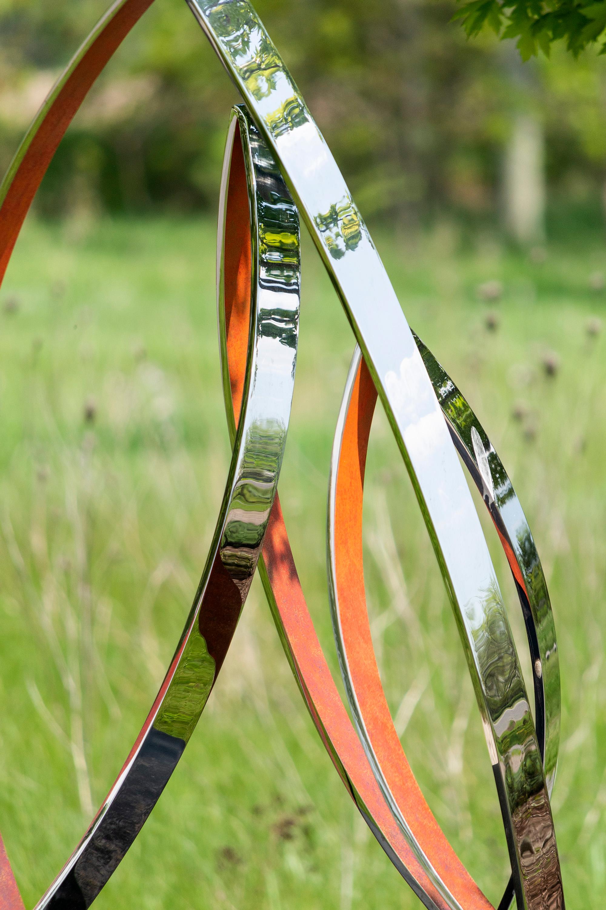 Bonfire AP/20 - abstract, polished, patinated stainless steel, outdoor sculpture - Abstract Sculpture by Ulysses Veloso