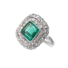 Um 1940 – Art déco Smaragdring mit 40 Diamanten, inkl. Edelsteingutachten!