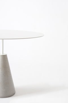 Modern UM Dining Table with Concrete Base and Carbon Steel Top
