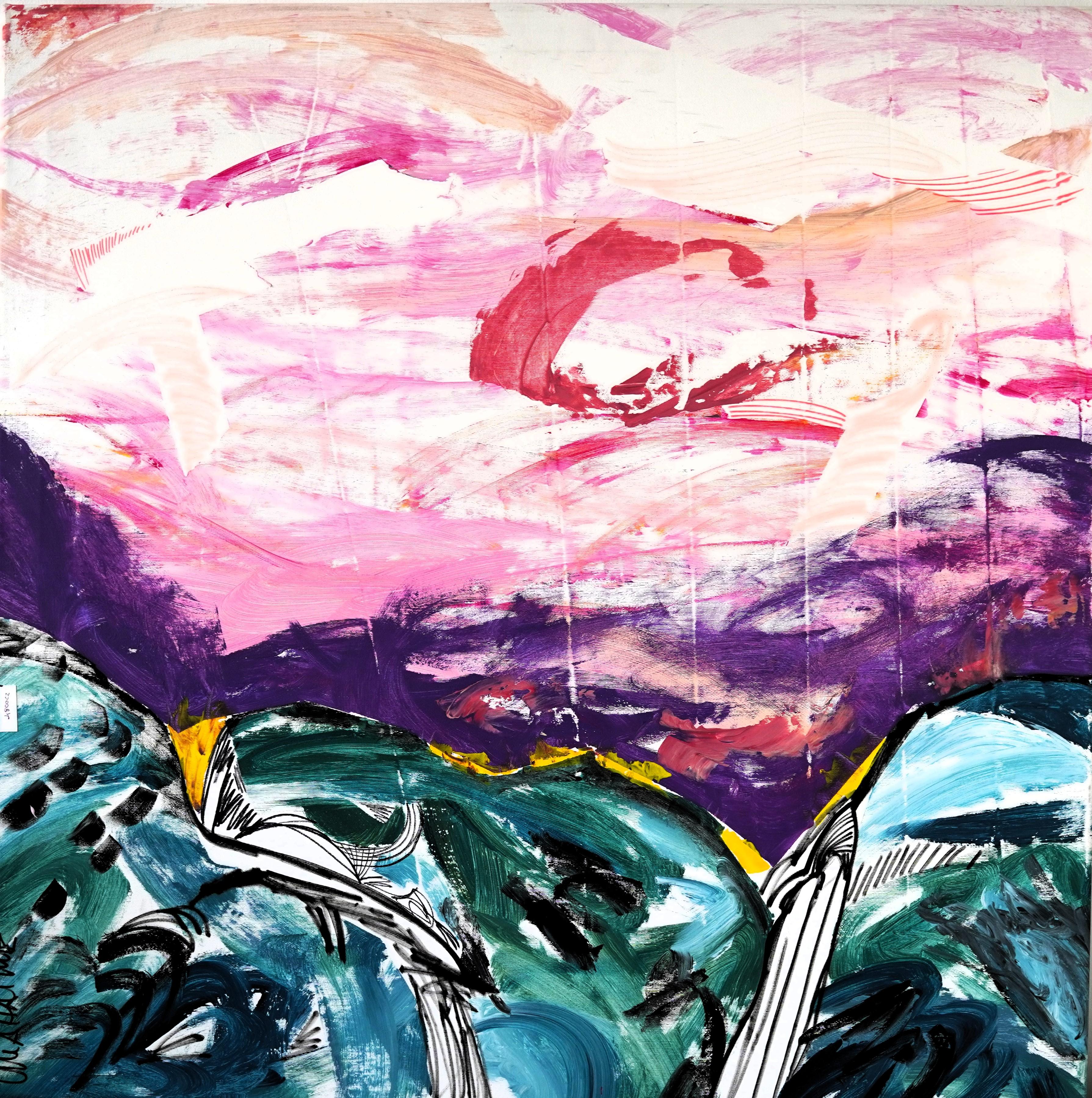 Acrylic & marker on canvas

Uma Haime is an Italian artist born in 1984 who lives and works in Prague, Czech Republic. Uma Haime's art is a fusion of Mediterranean influences, linguistic nuances, oriental mysticism, and childlike curiosity. Hailing