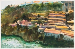 „Sunny Porto“ Ein Aquarellgemälde der Cliff Side Homes in Portugal