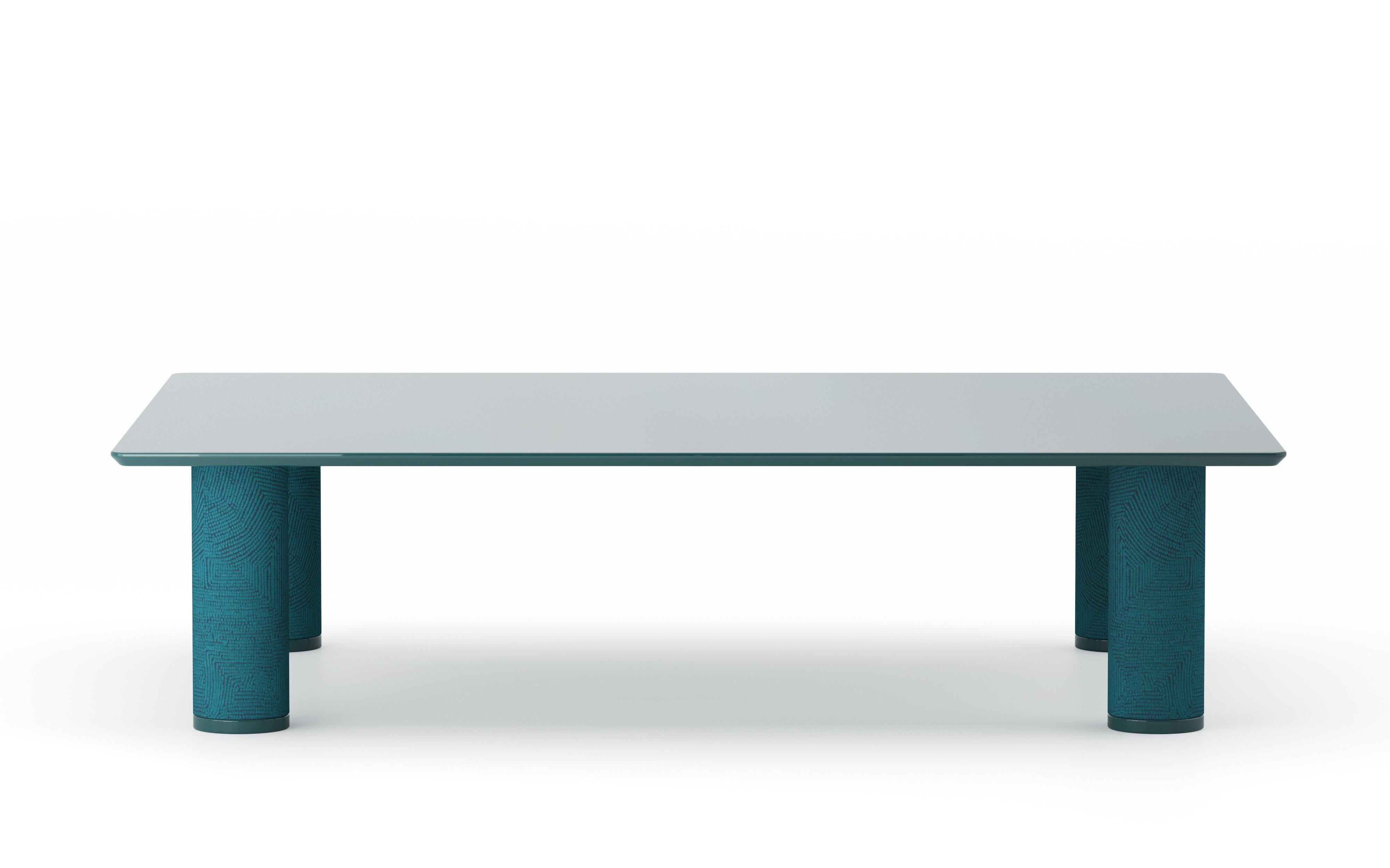 Uma rectangular coffee table by Purho.
Dimensions: D90 x W120 x H30 cm.
Materials: Resin, fabric upholstered legs.
Available in other colors.

UMA Rectangular is a table from the collection of the same name designed by Ludovica+Roberto Palomba