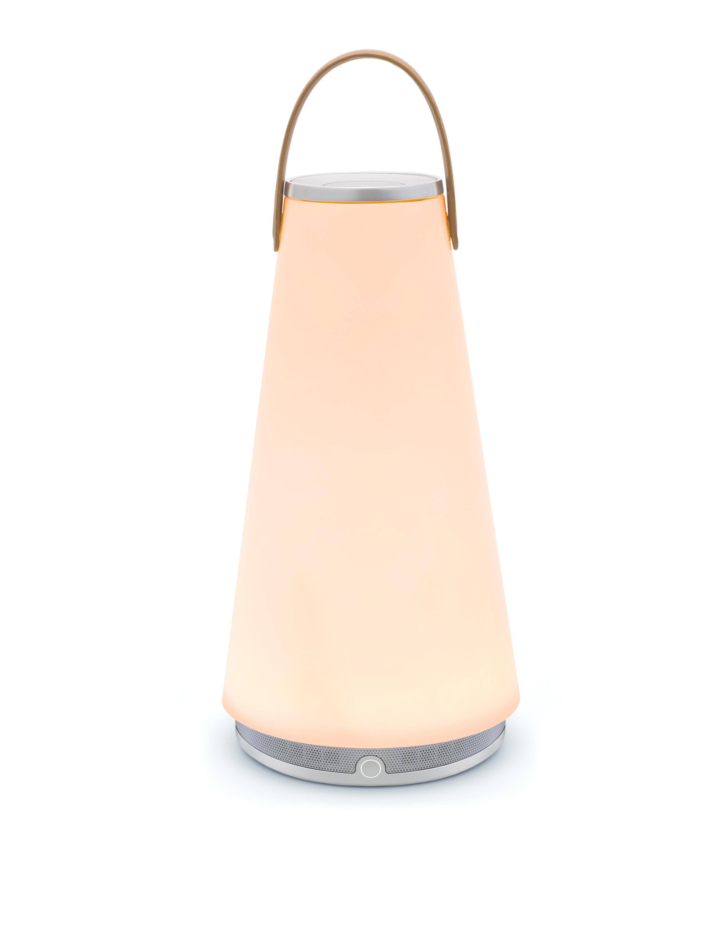 Modern Uma Sound Lantern in Aluminium and Tan by Pablo Designs For Sale