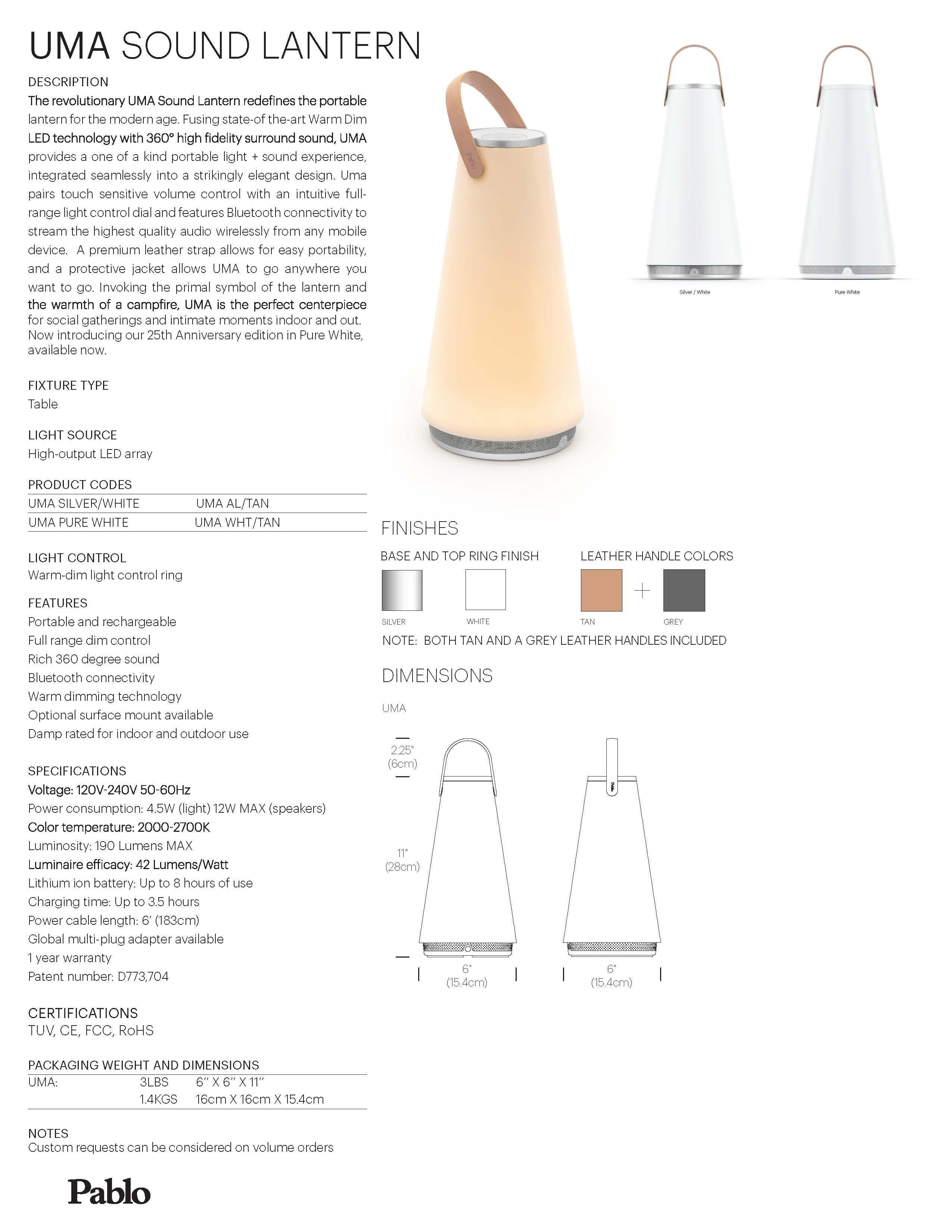 American Uma Sound Lantern in White by Pablo Designs