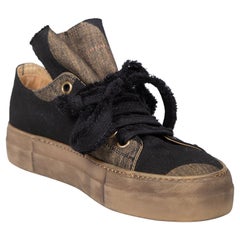 Used Uma Wang Black Tennis Distressed Trainers Size IT 38