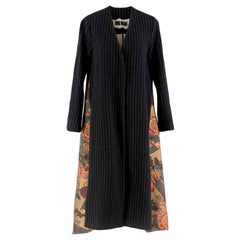 Uma Wang Pinstripe Oversize Coat W/ Tapestry Embroidered Back  S