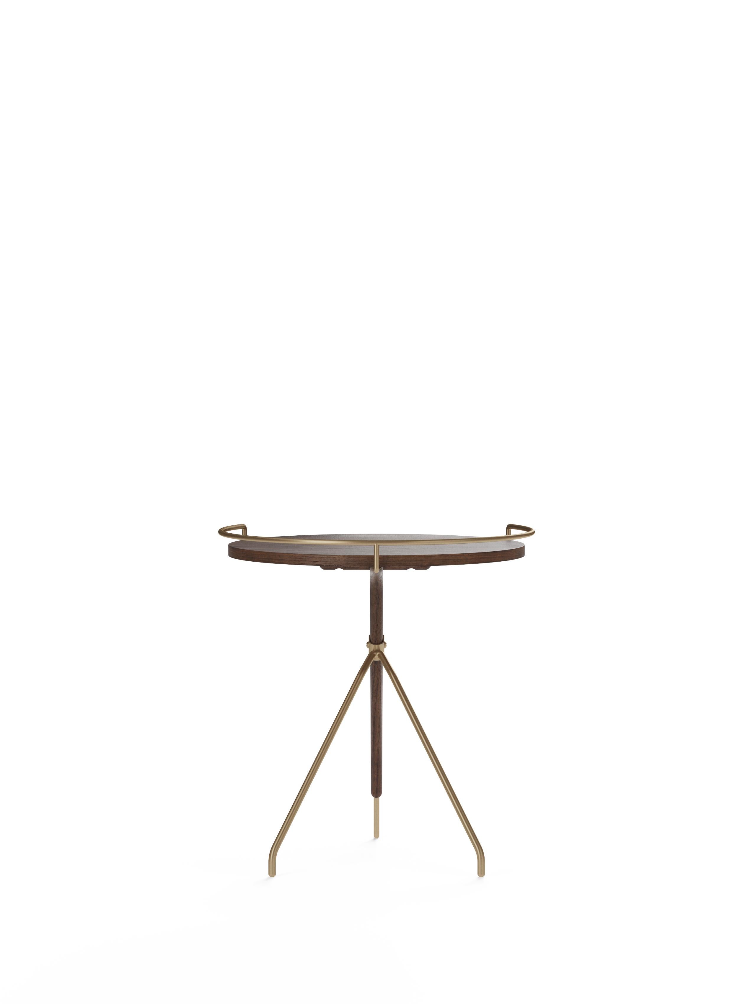 Umanoff Side Table, H45 - Solid Walnut / Brass - by Arthur Umanoff for Audo In New Condition For Sale In Dubai, AE