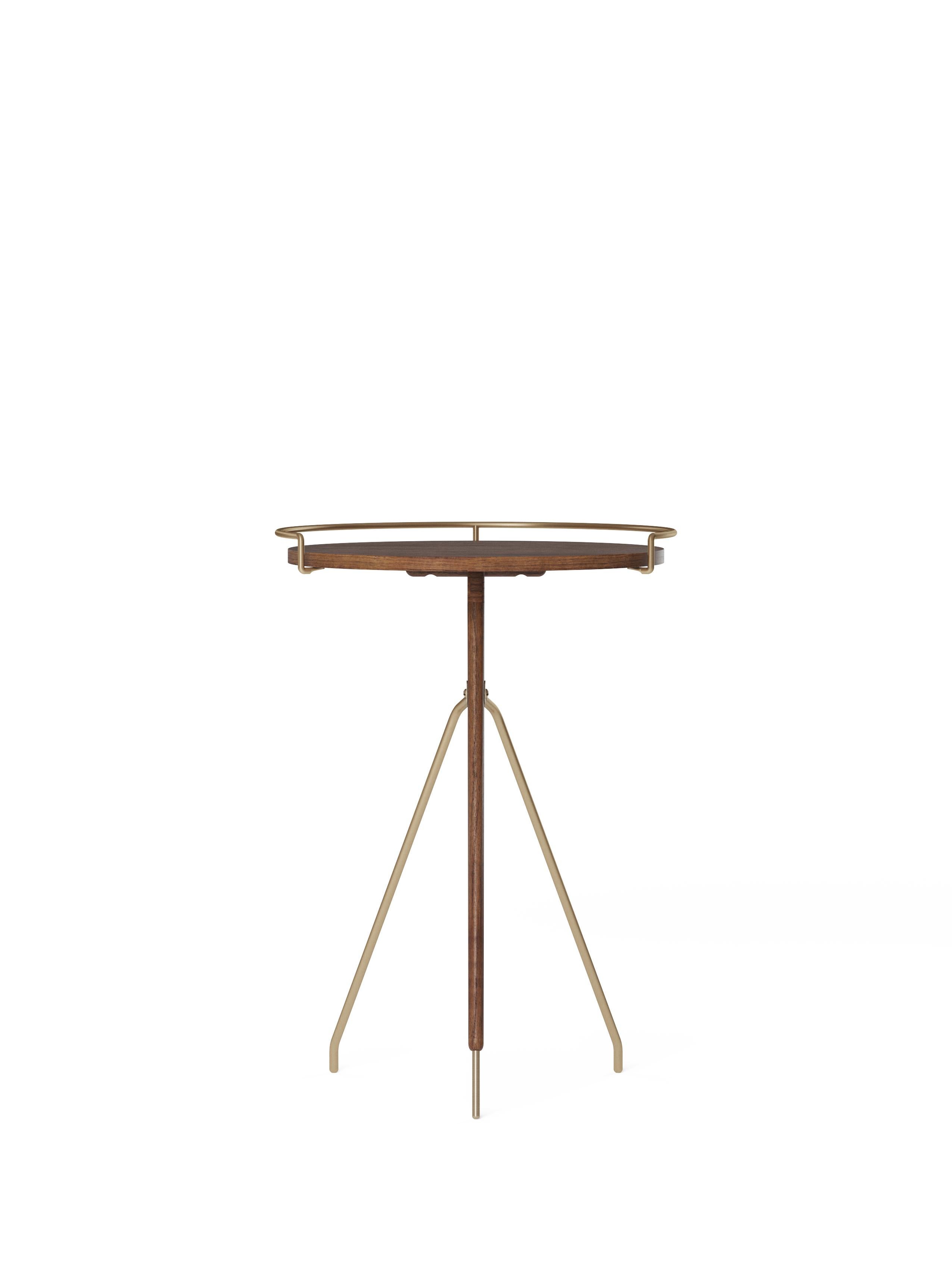 Chinois Table d'appoint Umanoff, H60 - Noyer massif / Laiton - par Arthur Umanoff pour Audo en vente