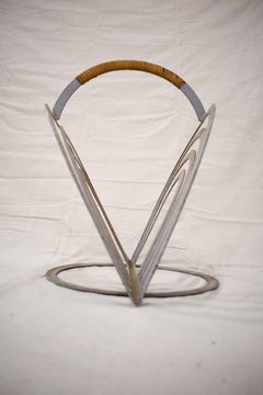 Umanoff Steel and Rattan Magazine Rack