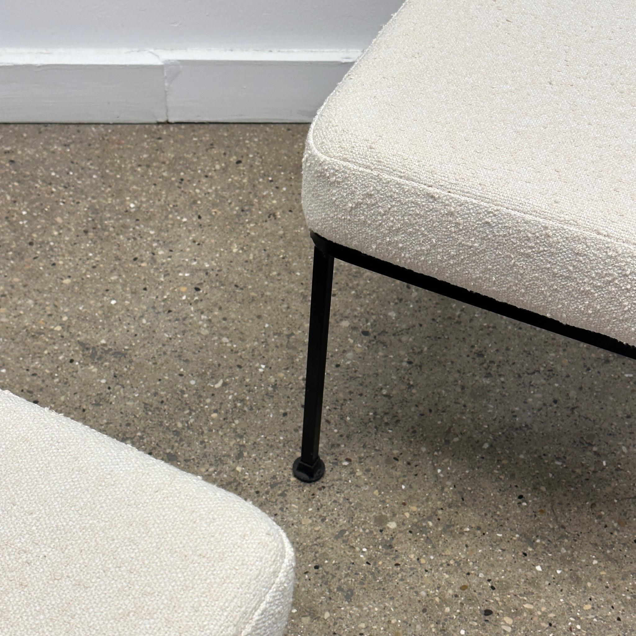 American Umanoff Style Iron Side Stools in Boucle For Sale