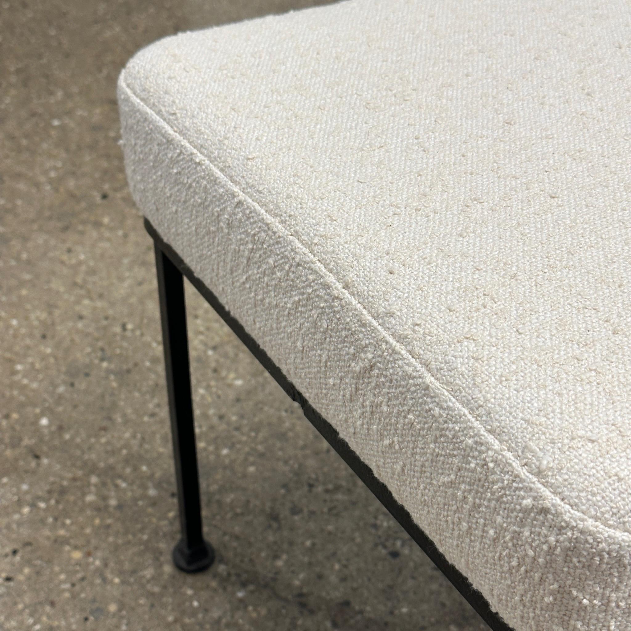 Mid-20th Century Umanoff Style Iron Side Stools in Boucle For Sale