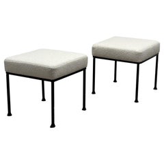 Umanoff Style Iron Side Stools in Boucle