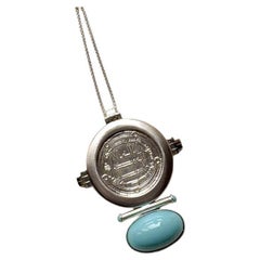 Umayyad Dynasty Ezzie Coin Necklace with Turquoise in 18K Gold by Ulia Jewelry
