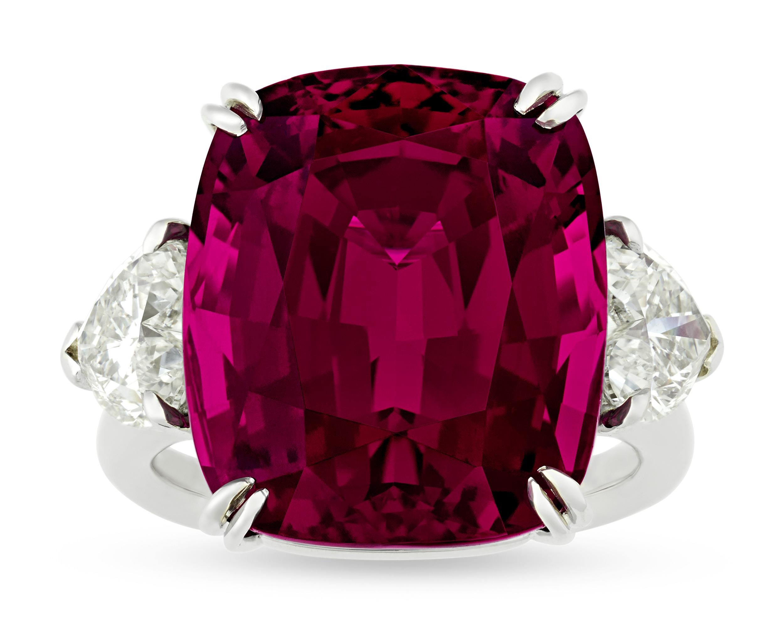 Heart Cut Umbalite Garnet Ring, 26.50 Carats For Sale