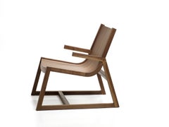 Umber Modern Low Armchair in Walnut Wood with Crafted Arm Detail
