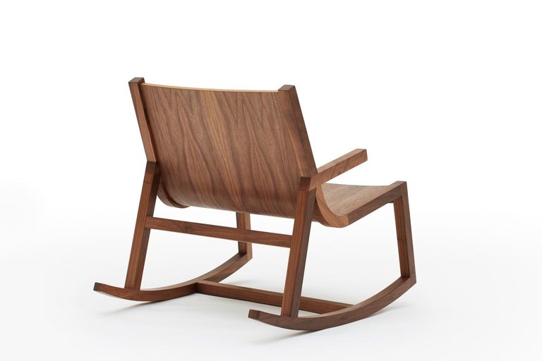 The Umber Rocker is the Rocking chair version of our iconic Umber Chair. The Umber Rocker is a comfortable modern walnut rocking armchair with a crafted arm detail. Designed to sit comfortably in its own space, the Umber Rocker offers a low,